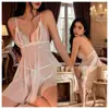 Lingerie Sexy, Não Precisa Tirar, Tamanho Grande, Luxo Leve, Camisola de Renda com Renda e Renda em V Profundo, Robe de Renda, Uniforme para Mulheres