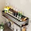 Prateleira de Cozinha Prateleira de Especiarias Sem Perfuração Doméstica Multifuncional Armazenamento de Especiarias Prateleira de Armazenamento de Especiarias de Parede