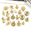 Luxo Leve Aço Inoxidável Flor Dourada Girassol Flor de Cerejeira Trevo de Quatro Folhas Pingente DIY Colar Pulseira Acessórios de Joias