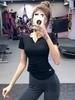 2025 Verano Top Deportivo Fitness Ajustado Sexy Cuello en V Manga Corta Ropa para Correr Fitness Secado Rápido Camiseta de Yoga
