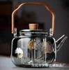 Tetera Lift Pot de Vidrio Borosilicato Alto Tetera con Asa de Nogal Tetera de Vidrio Transparente Especial para Estufa Eléctrica de Cerámica