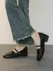 Zapatos Mary Jane de Cuero de Vaca Estilo Retro de Punta Cuadrada Baja y Tacón Bajo con Hebilla, Zapatos de Cuero Camelia Estilo Británico para Viajar
