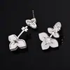 Pendientes de Flor Desmontables de Lujo Ligero, Pendientes de Zirconia con Diamantes Completos de Doble Uso, Pendientes de Gama Alta Estilo Elegante para Viajes al Trabajo al por Mayor