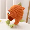 Gorro de Punto de Bebé Dinosaurio Otoño e Invierno Grueso Cálido Gorro de Punto para Niños y Niñas Neutral Protección para los Oídos Gorro a Prueba de Viento Estilo Lindo