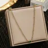 Moda Europeia e Americana Simples Nicho Versátil Círculo de Aço Inoxidável Esmeralda Colar Pulseira Acessórios Conjunto Mulheres