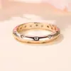 Anel Rongxing Transfronteiriço de Bolinhas com Strass Incrustados Banda Lisa Banda Polida Bolinhas Incrustadas com Pedras Simples Versátil
