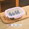 Lonchera de vidrio, tazón universal apto para microondas para oficinistas, apto para refrigerador, colorido, con tapa, resistente al calor, caja de almacenamiento engrosada