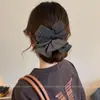 Elástico de Cabelo com Laço Xadrez Preto e Cinza para Mulheres, Estilo de Luxo, Novo Modelo 2026, Corda para Coque, Elástico de Cabelo