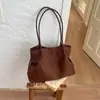 Bolsa de Hombro o Axila de Gran Capacidad para Viajes Diarios, Estilo Coreano, Simple, Relajada, Color Sólido, Bolsa Tote