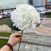 Hortensia verde hidratante de comercio exterior, tacto suave de goma, hortensia de una sola cabeza, hortensia grande, decoración suave para bodas, fabricante de flores falsas