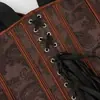 Corset jacquard estampado marrom vintage com alça larga nos ombros, peça externa modeladora sexy europeia e americana para afinar a cintura