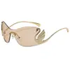 Gafas de Sol sin Marco de una Sola Pieza de Moda Europea y Americana para Influencers, Versátiles para Fiesta de Baile, Protección Solar, Gafas de Sol Transfronterizas