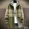 Cardigan com zíper e capuz de algodão para homem, estampa colorida com elementos do novo estilo boêmio transfronteiriço, solto, para foto DIY