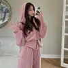 Traje Deportivo Casual Estilo Salty para Mujer, Estilo Retro de Hong Kong para Primavera y Otoño, Sudadera con Capucha Holgada Adelgazante, Conjunto de Dos Piezas a la Moda para Mujer