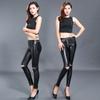 Outono e Inverno Nova Moda Simples Calças de Couro Aveludado Espessas Calças Lápis Slim Aparência Emagrecedora Leggings com Furos no Joelho