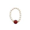 Anillo Retro Francés con Perlas Elástico para Nudillos Joyería Barroca Vidrio Moderno Exquisito Accesorio Versátil