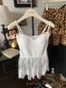 Camisola feminina de renda branca com decote em V e costura, parte inferior de outono, Spice Girl, top sexy de cintura para uso externo