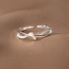 Anillo trenzado Nalan S925 de plata de ley de doble capa con incrustaciones de diamantes diseño estilo ins joyería de temperamento para mujer R01358