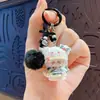Chaveiro Criativo de Gatinho com Laço Flocado Desenho Animado Charme de Bolsa Fofo Chaveiro de Carro Presente Atacado