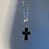 Colar com Pingente de Cruz de Corrente em Aço Titânio Estilo Y2K Doce e Cool Estilo Ins Dark Gótico Punk Design de Nicho Estilo Cool