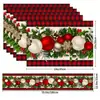 Mantel individual y camino de mesa navideños transfronterizos juego al por mayor suministros de decoración para fiestas navideñas de restaurantes manteles de lino estilo americano