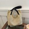 Bolso Mori para Mujer 2024 Nuevo Bolso Cubo Tejido para Niña Bolso de Playa Vacaciones en la Costa Bolso Portátil para Almuerzo con Hombro