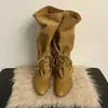 Botas de cuero de vaca súper suaves, estilo vintage relajado, punta fina, tacón de bloque para mujer, versátiles botas vaqueras western con tacón grueso, botas de jinete que estilizan
