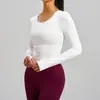 Nueva Camiseta Deportiva de Manga Larga Nude Ajustada Adelgazante para Correr Deportes Sin Sujetador Ropa de Yoga para Mujer
