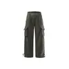 Calça Cargo Masculina Retro Americana Multibolsos Tendência Moda Versátil Outdoor Tamanho Grande Roupa Esportiva Resistente ao Desgaste Solta Reta Longa
