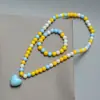 Novo conjunto de colar colorido em formato de coração para crianças, colar e pulseira de princesa para meninas, conjunto de 2 peças, acessórios fofos e adoráveis, atacado