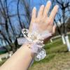 Corsage de pulso casamento noiva damas de honra flor de pulso casamento melhor amiga pulseira estilo floresta crianças dança flor de pulso