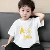 Camiseta Interior Transpirable de Algodón Puro para Niños, Camiseta de Manga Corta de Verano para Niños, Top Estilo Coreano Guapo con Estampado de Dibujos Animados