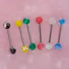 Resina de Colores Imitación Ópalo Degradado Uña de Lengua Acero Inoxidable Nicho Joyería para Lengua Anillo para Lengua Joyería para Piercing Corporal Venta al por Mayor