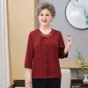 Blusa de Verão para Mãe de Meia-Idade 2026 Novo Estilo, Camisa Festiva para Mulheres de Meia-Idade e Idosas, Roupa de Verão para Avó