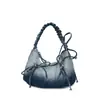 Bolso de mezclilla vintage para mujer, bolso de hombro casual versátil para el día a día, bolso de mano ligero, elegante bolso para debajo del brazo