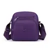 Bolsa de ombro multicamadas em nylon para mulheres, bolsa transversal leve, mochila pequena simples e versátil em tecido Oxford, mochila de mãe