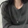 Corrente de Suéter Estilo Coreano Tendência Longa Ajustável Pingente de Bola Colar para Mulheres Design de Nicho Simples Corrente de Moletom