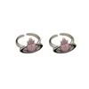 Anillo abierto de esmalte de moda de diseño nicho para niña, anillo retro de alta calidad personalizado negro rosa