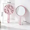 Espejo de maquillaje de mano de alta definición con forma de corazón, acabado galvanizado y efecto de onda de agua, para niñas