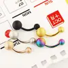 Piercing de umbigo europeu e americano fosco em aço inoxidável, argola de umbigo sexy, moda, dança do ventre, personalidade, joia de piercing multicolorida em estoque