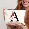 Necessaire impermeável com fecho de zíper, estampa floral, leve e versátil para mulheres