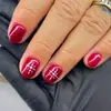 24 piezas de uñas postizas cuadradas con diseño de copo de nieve de dibujos animados dulce y lindo, acabado brillante, venta al por mayor transfronteriza