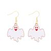 Aretes de serie de Halloween al por mayor del fabricante, aterradores y divertidos, fantasma, murciélago, araña, aretes de calavera