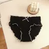 Estilo Feminino Ins Estilo Japonês Fofo Linha Algodão Simples Franzido Confortável Respirável Cor Sólida Calcinhas de Cintura Média para Mulheres