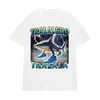 Camiseta de algodão infantil com estampa de tubarão e estampa de personagem de desenho animado, manga curta, estilo europeu e americano, com letras, para o verão