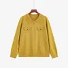 Suéter de Punto con Cuello Polo Talla Grande Estilo Old Money 2026 Invierno Gordito MM Minimalista Temperamento Chaqueta Casual Top para Mujer 25322