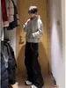 Calça Casual Longa Flare Plissada Cleanfit Retro Americana Solta Tendência Fluida Versátil