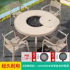 Mesa e Cadeira para Churrasco ao Ar Livre Mojia Combinação de Alumínio Fundido Churrasqueira a Carvão ao Ar Livre Jardim Conjunto de Lazer para Casa Pátio Terraço