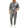 2026 Comércio Exterior Europeu e Americano Transfronteiriço Novo Terno Masculino Casual Solto de Linho de Manga Longa e Calça Longa com Gola Reversível Liso