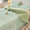 Cubrecama Acolchado de Algodón Lavado Estampado Estudiante Pieza Única Tatami Sábana Gruesa Juego de Tres Piezas para Todas las Estaciones